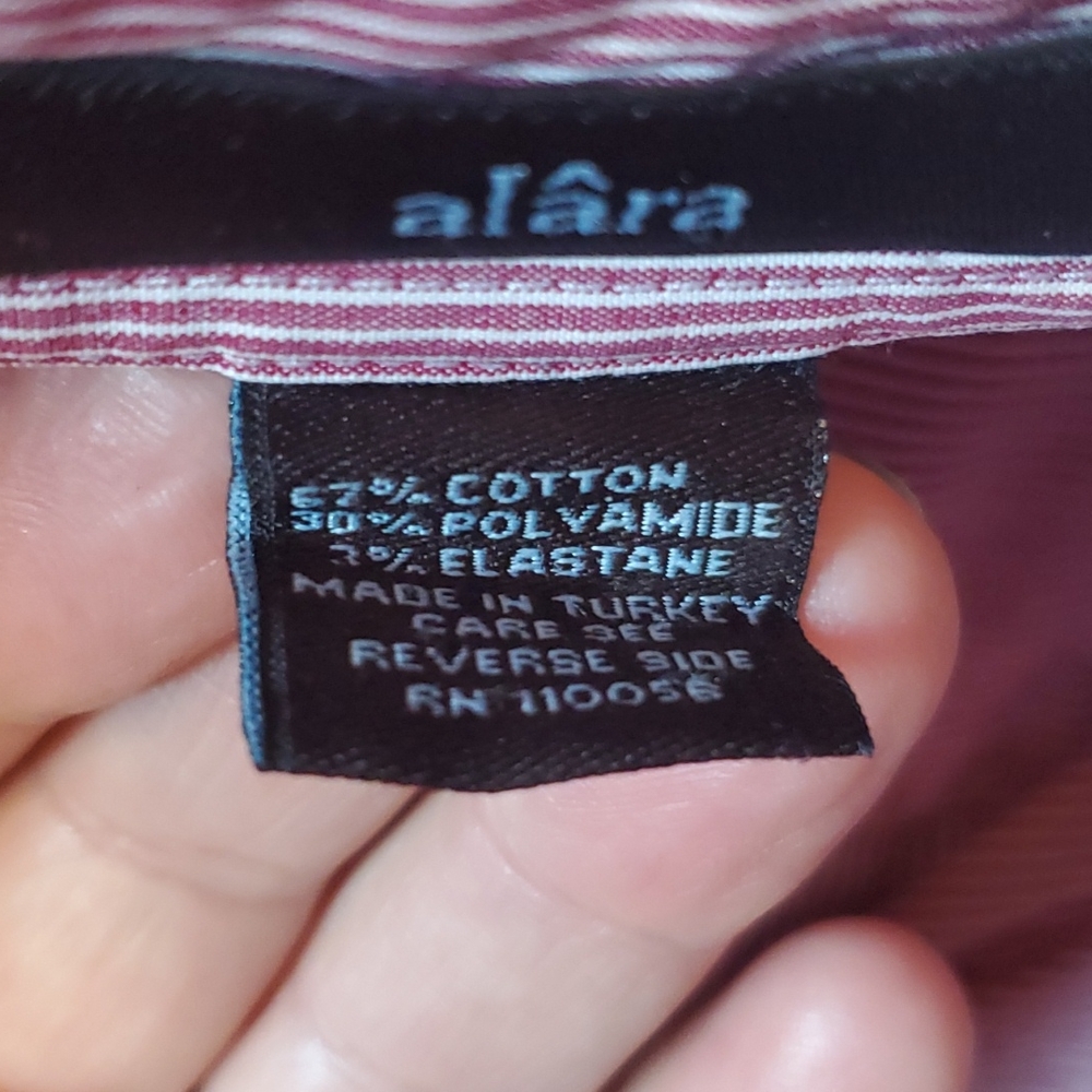 Alara Burgundy Stripe Button Down Shirt. Size S - Picture 3 of 6